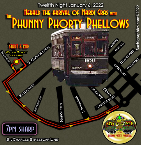Official Mardi Gras 2007 Parade Route and Schedule for the Phunny Phorty Phellows